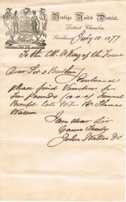 Document - ANCIENT ORDER OF FORESTERS NO 3770 COLLECTION: LETTER