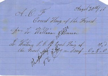 Document - ANCIENT ORDER OF FORESTERS NO 3770 COLLECTION: ACCOUNT/RECEIPT