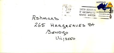 Ephemera - ASHMANS ENVELOPE, POSTED 1981, 1981