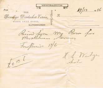 Document - ANCIENT ORDER OF FORESTERS NO. 3770 COLLECTION: RECEIPT