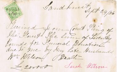 Document - ANCIENT ORDER OF FORESTERS NO. 3770 COLLECTION: RECEIPT