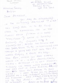 Document - DWYER COLLECTION:  LETTER RE STONE WELL LOCATION