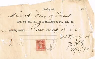 Document - ANCIENT ORDER OF FORESTERS NO 3770 COLLECTION: RECEIPT