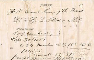 Document - ANCIENT ORDER OF FORESTERS NO 3770 COLLECTION: ACCOUNT/RECEIPT