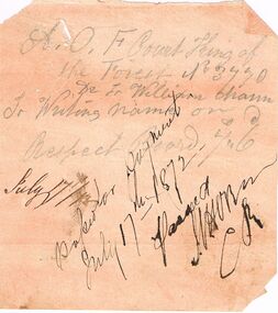 Document - ANCIENT ORDER OF FORESTERS NO 3770 COLLECTION: ACCOUNT/RECEIPT