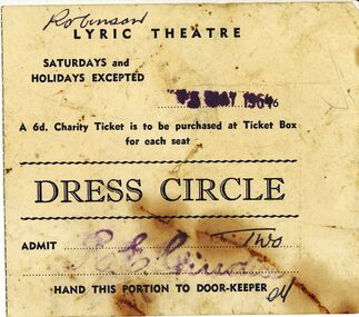 Document - GOETZE COLLECTION: PRINCESS THEATRE TICKET