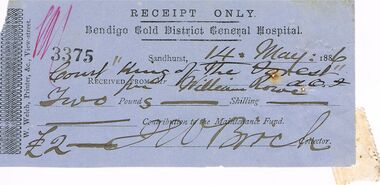 Document - ANCIENT ORDER OF FORESTERS NO 3770 COLLECTION: RECEIPT