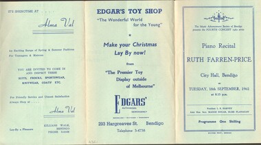 Document - RUTH FARREN-PRICE, CITY HALL, BENDIGO, 18 Sep, 1962