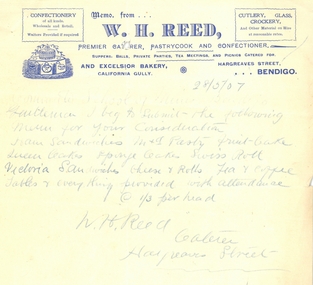 Document - SANDHURST SCHOOL OF MINES  COLLECTION::MEMO FROM W.H.REED, 28/05/1907