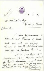 Document - SANDHURST SCHOOL OF MINES COLLECTION:  LETTER FROM THE LIBRARY PARLIAMENT OF VICTORIA