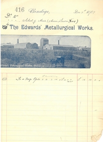 Document - SANDHURST SCHOOL OF MINES COLLECTION: LETTER: RE THE EDWARD'S METALLURGICAL WORKS BENDIGO