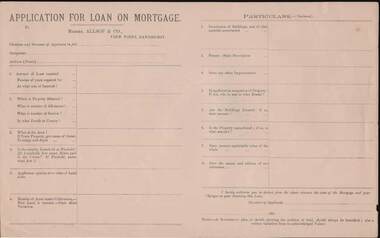 Document - KELLY AND ALLSOP COLLECTION: APPLICATION FOR LOAN ON MORTGAGE
