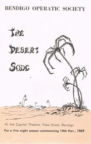 Book - BENDIGO OPERATIC SOCIETY BOOKLET FOR THE PRODUCTION OF THE DESERT SONG