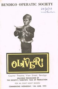 Document - BENDIGO OPERATIC SOCIETY BOOKLET FOR THE PRODUCTION OF OLIVER