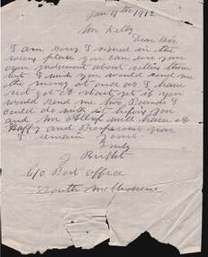 Document - KELLY AND ALLSOP COLLECTION: LETTER TO MICHAEL, 04/01/1912