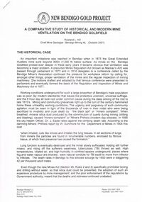 Document - NEW BENDIGO GOLD PROJECT: A  COMPARATIVE STUDY OF MINE VENTILATION ON THE BENDIGO GOLDFIELD
