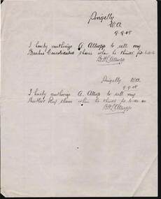 Document - KELLY AND ALLSOP COLLECTION: LETTER TO A. ALLSOP, 09/09/1908
