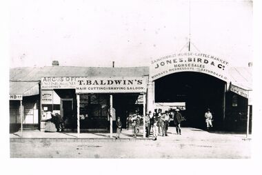 Photograph - WES HARRY COLLECTION: JONES, BIRD AND CO, T.  BALDWIN'S, MARKET SQUARE,  BENDIGO