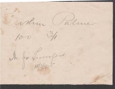 Document - KELLY AND ALLSOP COLLECTION: ARTHUR PALMER, 18/03/1905