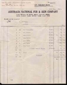 Document - W. BABIDGE COLLECTION: AUSTRALIA NATIONAL FUR & SKIN COMPANY