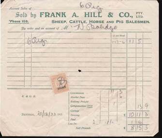 Document - W. BABIDGE COLLECTION: FRANK A. HILL & CO