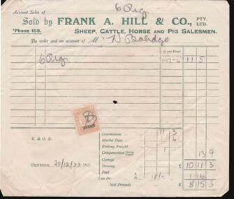 Document - W. BABIDGE COLLECTION: FRANK A. HILL & CO