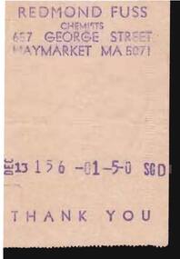 Document - W. BABIDGE COLLECTION: REDMOND FUSS RECEIPT