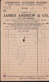 Document - W. BABIDGE COLLECTION: ANDREW'S AUCTION ROOMS DOCKET
