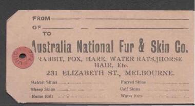 Document - W. BABIDGE COLLECTION: AUSTRALIA NATIONAL FUR & SKIN CO. TAGS