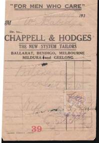 Document - W. BABIDGE COLLECTION: CHAPPELL & HODGES RECEIPT