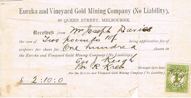 Document - JOSEPH DAVIES COLLECTION: RECEIPT FOR SHARES, 16/08/1909