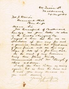 Document - JOSEPH DAVIES COLLECTION: LETTER RE SHARES, 29/08/1909