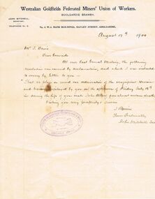 Document - JOSEPH DAVIES COLLECTION: LETTER OF ADMIRATION, 17/08/1909