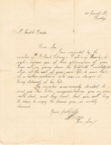 Document - JOSEPH DAVIES COLLECTION: LETTER OF CONGRATULATIONS, 1909