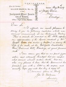 Document - JOSEPH DAVIES COLLECTION: LETTER OF APPRECIATION, 12/08/1909