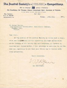 Document - JOSEPH DAVIES COLLECTION: LETTER OF CONGRATULATIONS, 27/07/1909