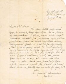 Document - JOSEPH DAVIES COLLECTION: LETTER OF CONGRATULATIONS, 26/07/1909