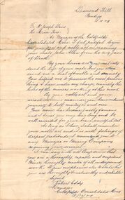 Document - JOSEPH DAVIES COLLECTION: LETTER TO MR JOSEPH DAVIS, 18/10/1909
