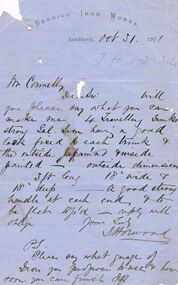 Document - THOMAS JAMES CONNELLY COLLECTION: MEMO DATED 31 OCT 1871, 31/10/1871