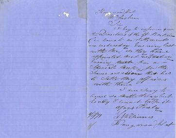 Document - THOMAS JAMES CONNELLY COLLECTION: LETTER DATED 5 AUG 1871