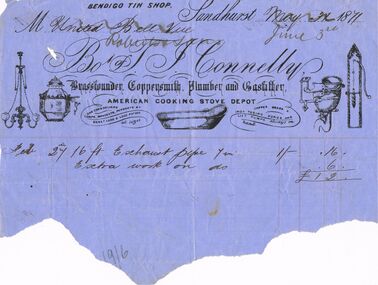 Document - THOMAS JAMES CONNELLY COLLECTION: INVOICE DATED 3 JUNE 1871, 03/06/1871