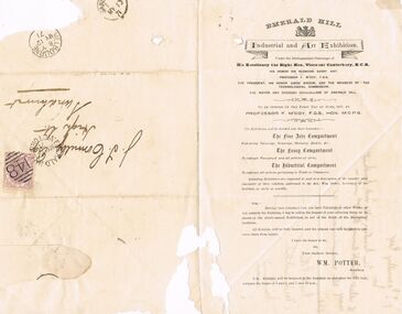 Document - THOMAS JAMES CONNELLY COLLECTION: EMERALD HILL INDUSTRIAL AND ART EXHIBITION1871