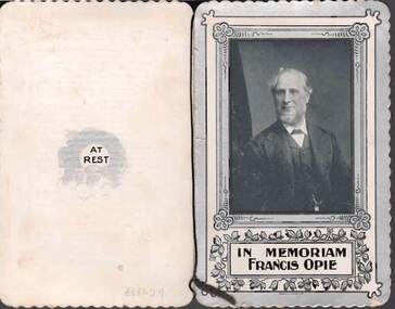 Document - MEMORIAL CARD - FRANCIS OPIE