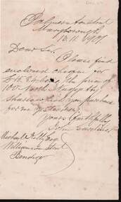 Document - KELLY AND ALLSOP COLLECTION: LETTER FROM JOHN GARDINER TO M. KELLY, 13/11/1901
