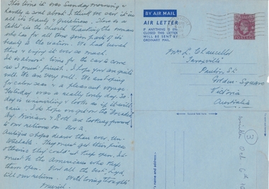 Document - LYDIA CHANCELLOR COLLECTION: CORRESPONDENCE