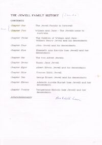 Document - CORNISH COLLECTION: DRAFT OF ''THE JEWELL FAMILY HISTORY''