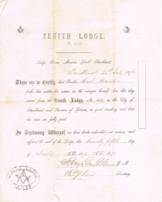 Document - CERTIFICATE OF RETIREMENT FROM THE ZENITH LODGE