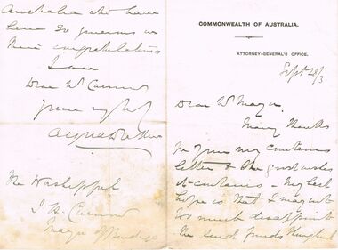 Document - LETTER ACKNOWLEDGING RECEIPT OF CONGRATULATIONS