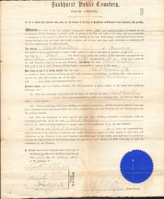 Document - BROCKLEY FAMILY DOCUMENTS: PERMIT TO DIG AND MAKE A GRAVE