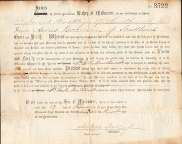 Document - BROCKLEY FAMILY DOCUMENTS: PERMISSION TO MARRY WITHOUT BANNS